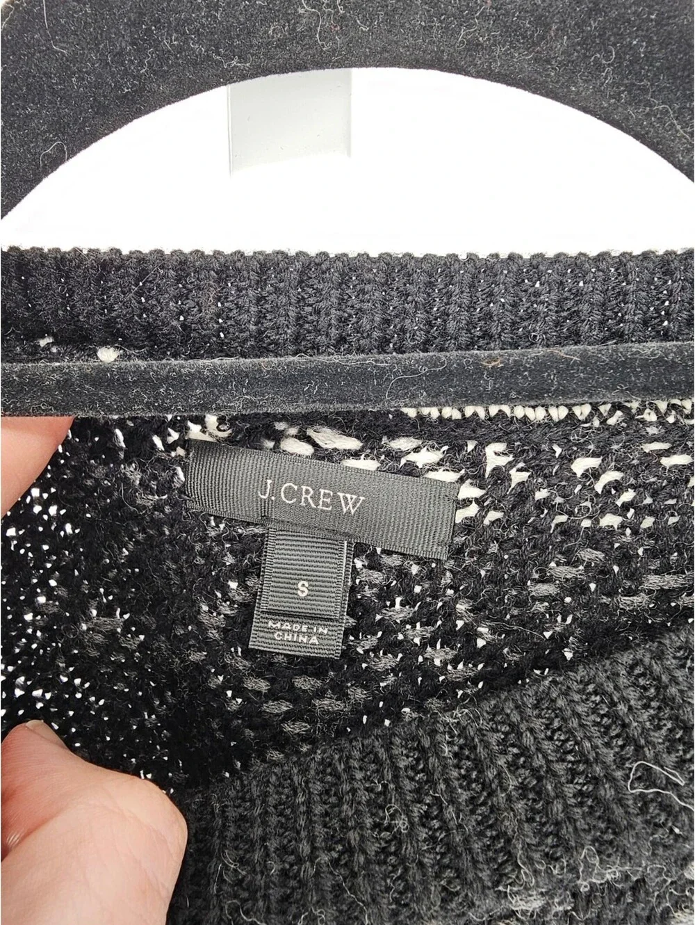 J Crew Mens Sz S Crew Neck Sweater Black White Tribal Cotton Wool Blend